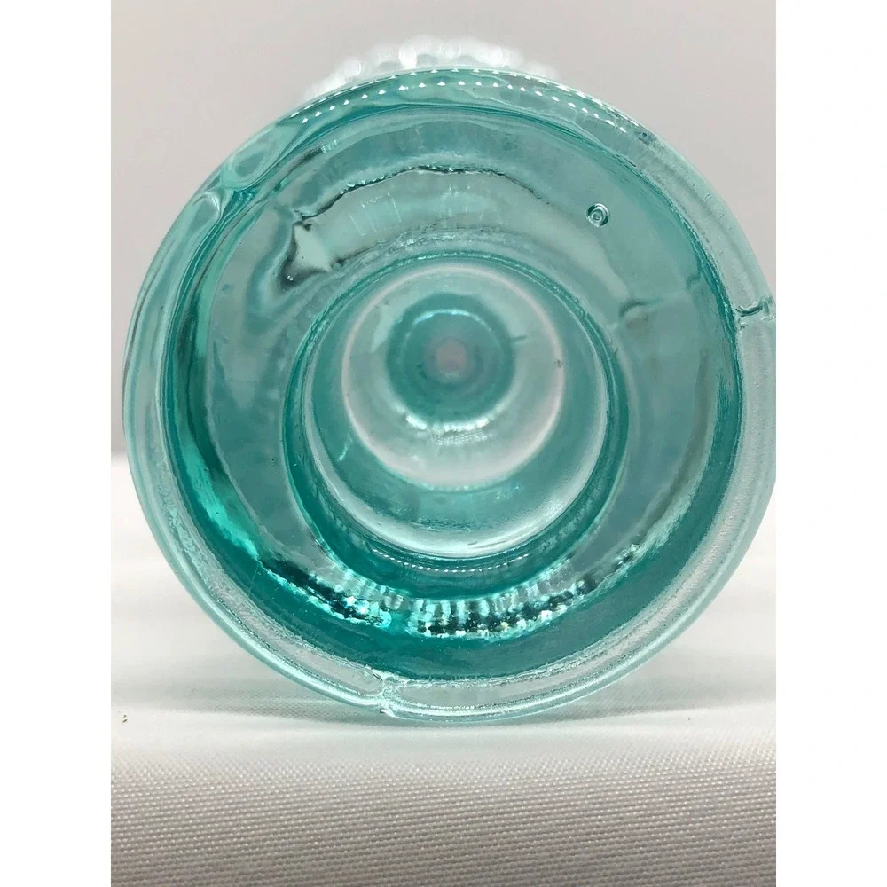 Aqua Blue Ribbed Glass Taper Candlestick Holder Vintage Style 9.75 Inch Coastal